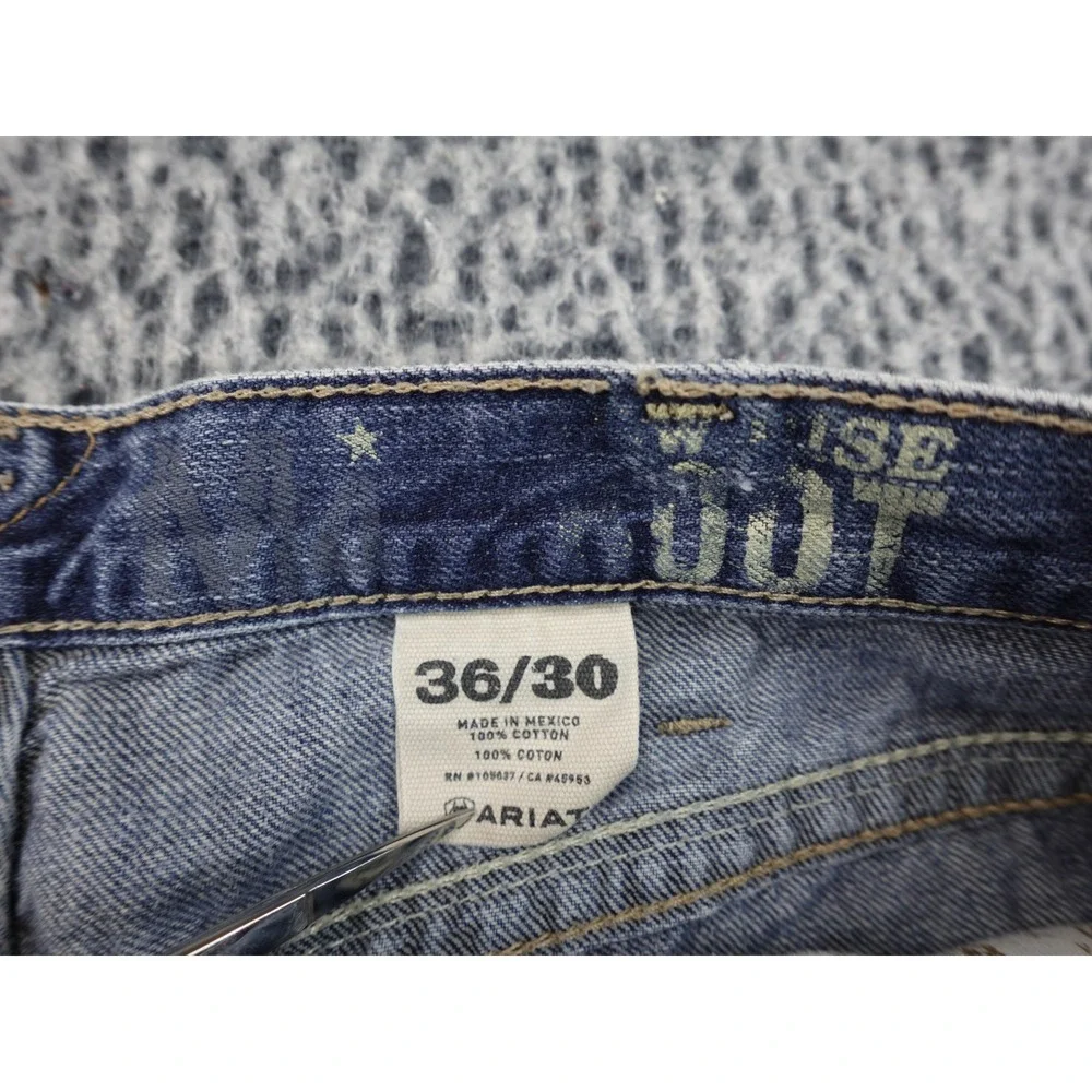 Ariat Bootcut Jeans Mens 36x30 Blue Good Heavy Stitching Western Denim - Picture 9 of 14